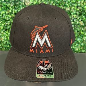 MLB Miami Marlins Classic Black Adjustable SnapBack Hat by 47 Brand!
